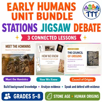 Early Humans Unit Bundle cover with hominin and fossil investigation materials